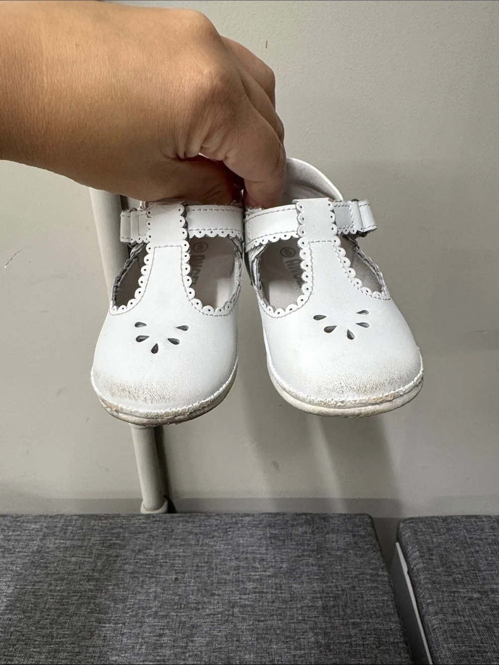 L'Amour White T-Strap Mary Jane Kids Dress Shoes